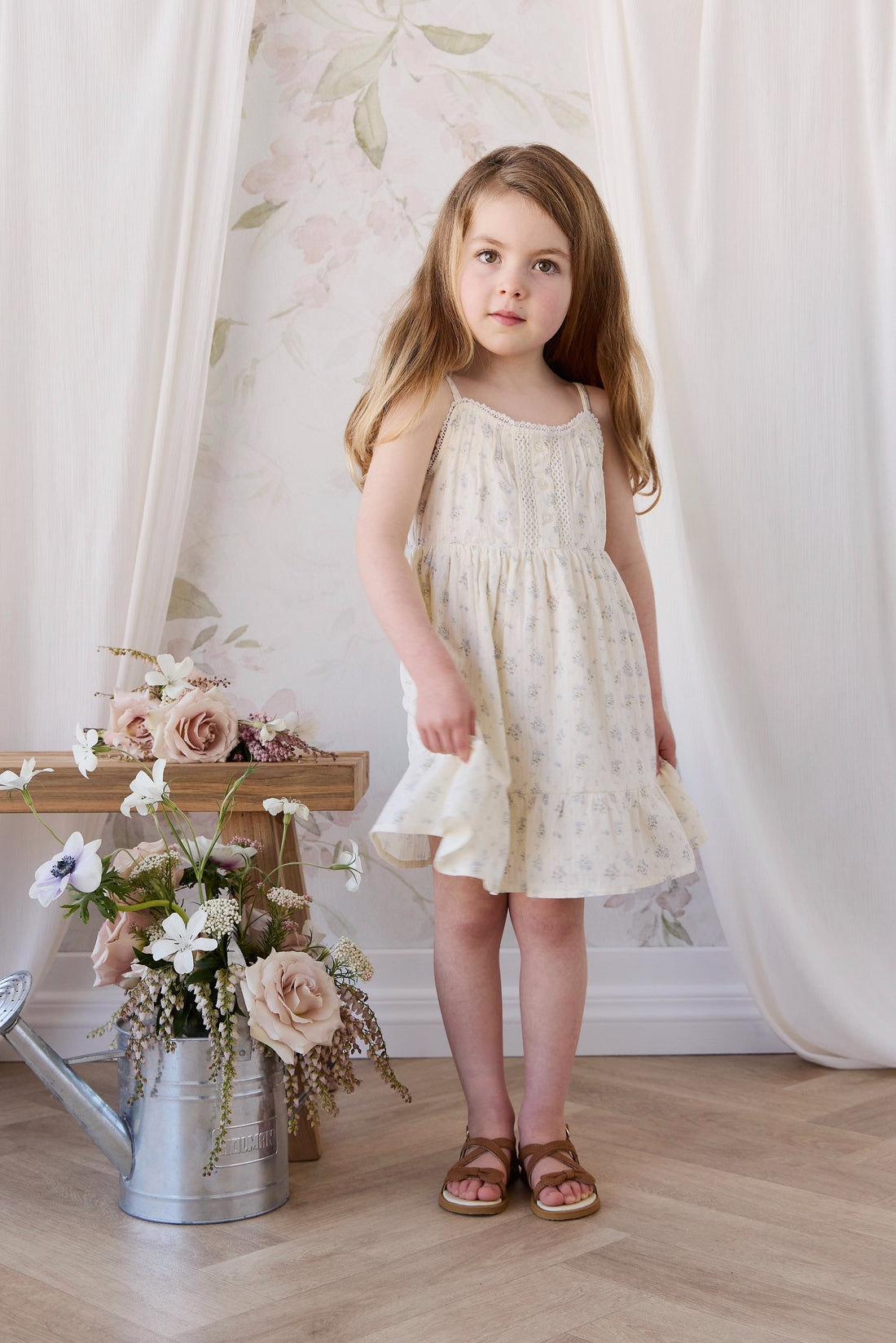Organic Cotton Elka Dress - Justine Vanilla Sky Childrens Dress from Jamie Kay USA