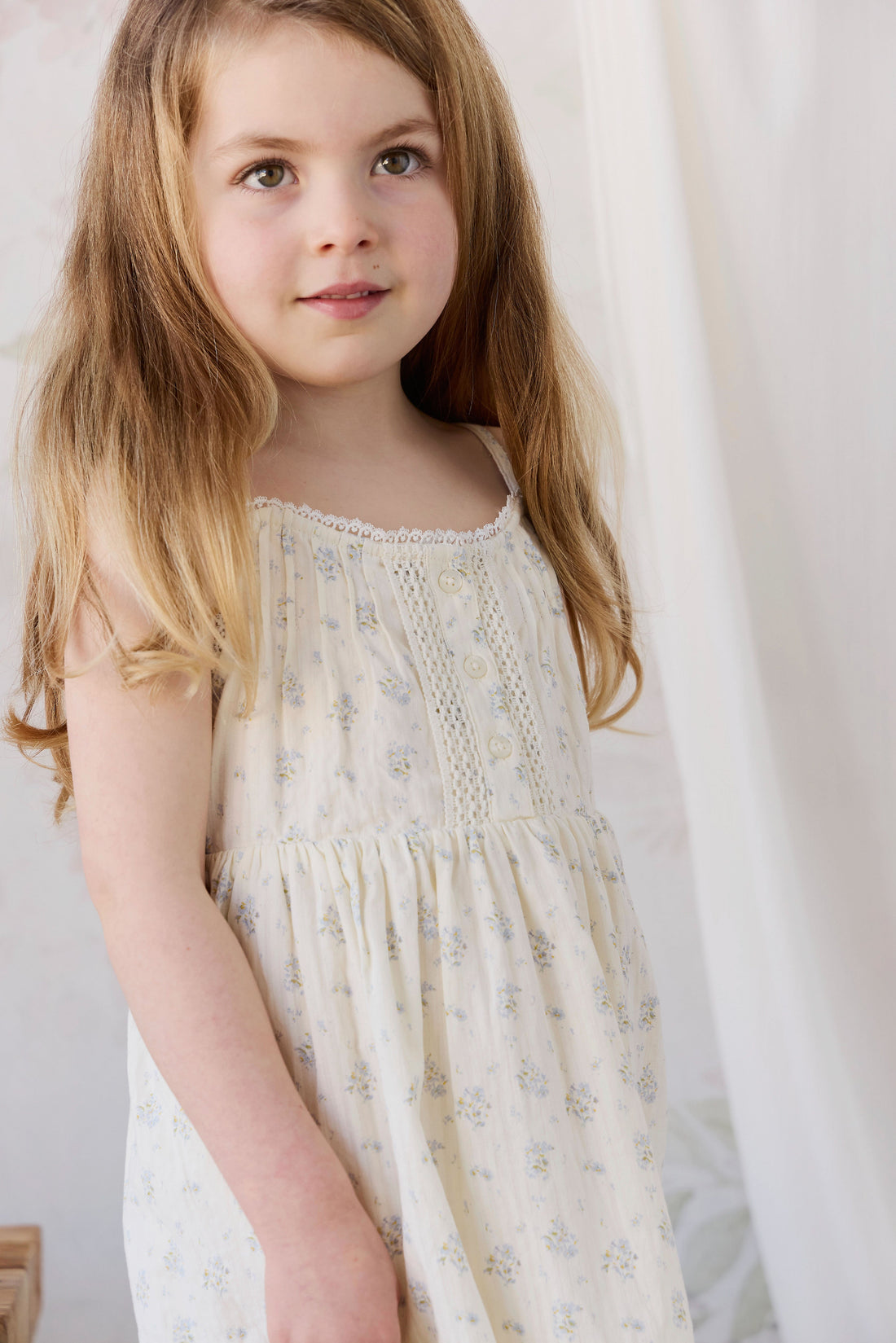 Organic Cotton Elka Dress - Justine Vanilla Sky Childrens Dress from Jamie Kay USA