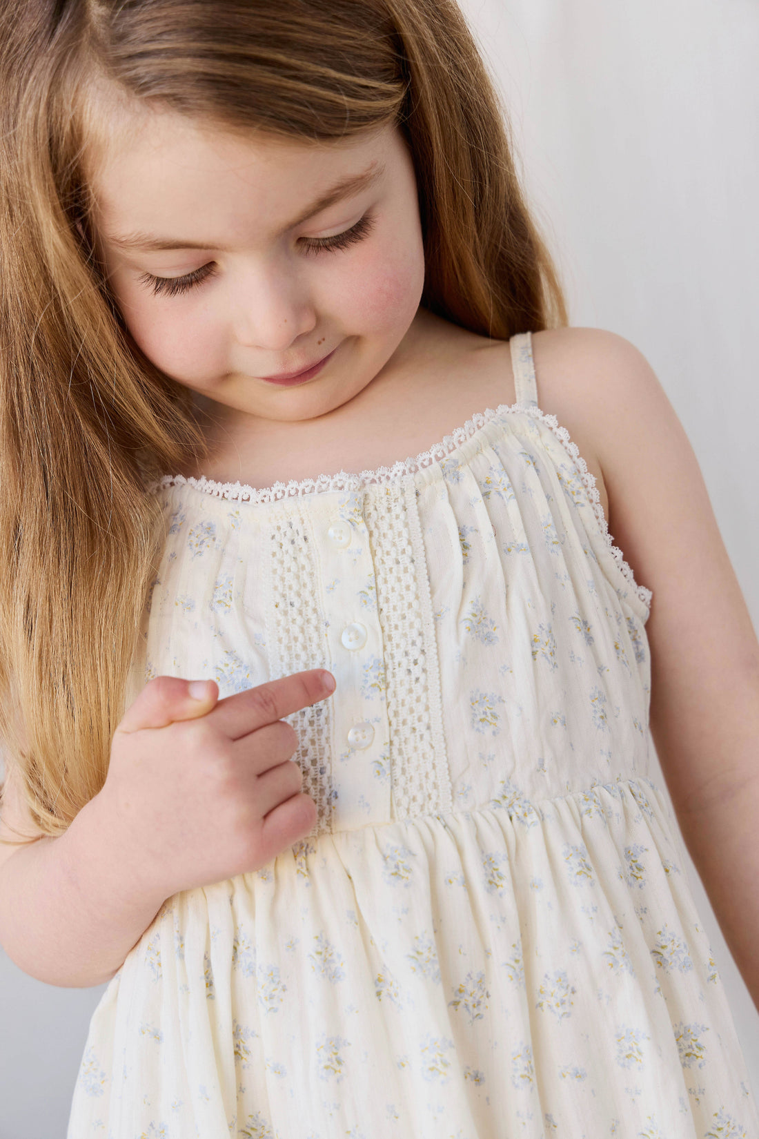 Organic Cotton Elka Dress - Justine Vanilla Sky Childrens Dress from Jamie Kay USA
