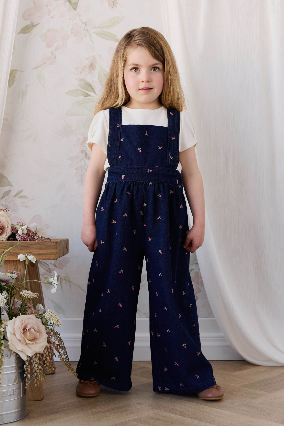 Dovie Overall - Rosebud Denim Childrens Overall from Jamie Kay USA