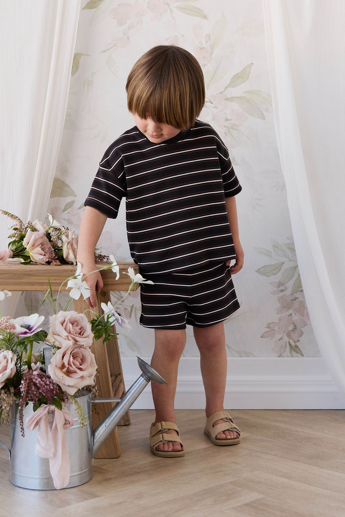 Pima Cotton Edward Short - Courtside Stripe Childrens Shorts from Jamie Kay USA