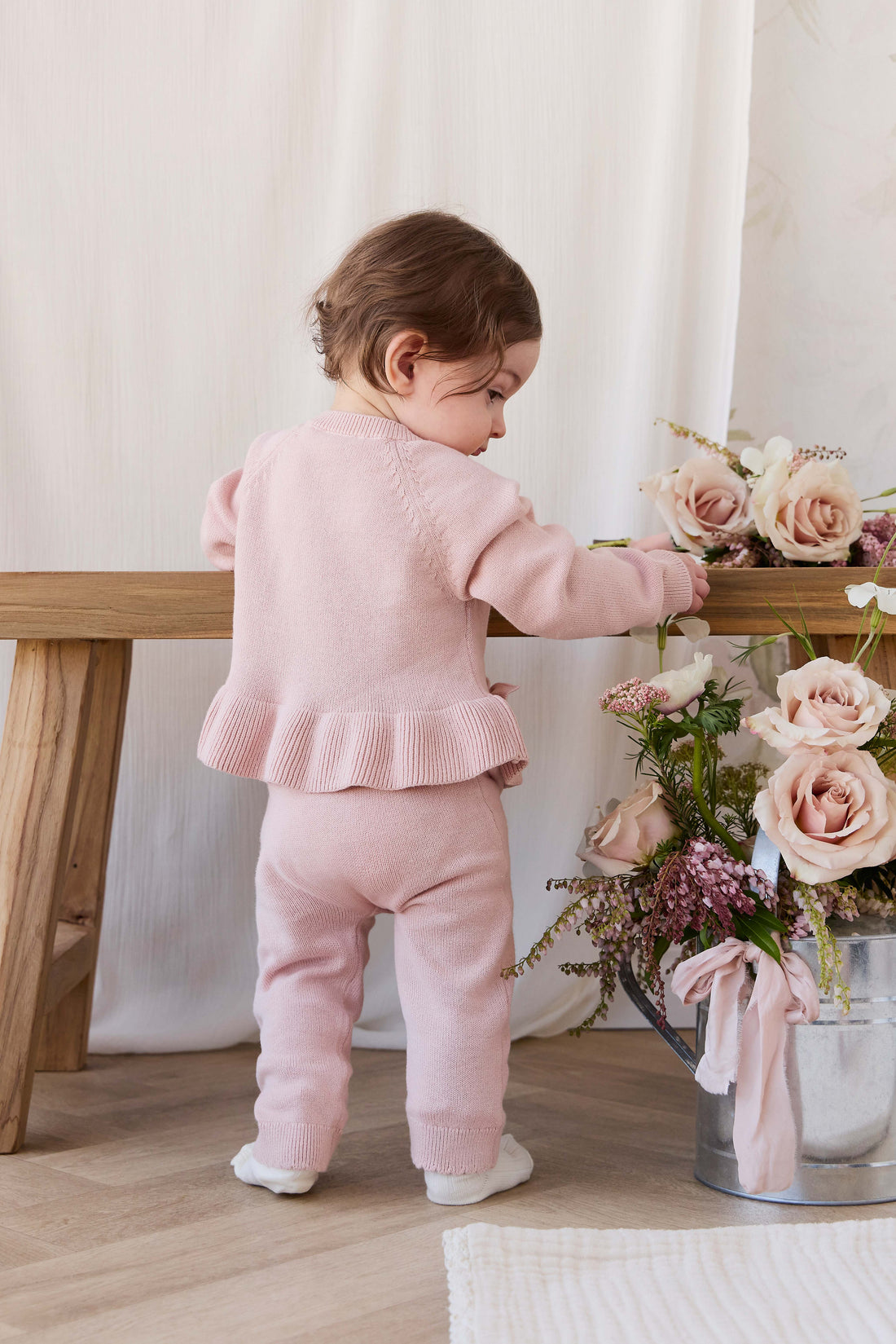 Lyla Cardigan - Shell Pink Childrens Cardigan from Jamie Kay USA