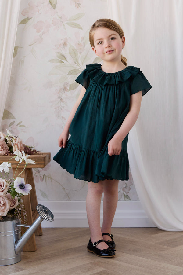 Organic Cotton Calianna Dress - Deep Fern Childrens Dress from Jamie Kay USA