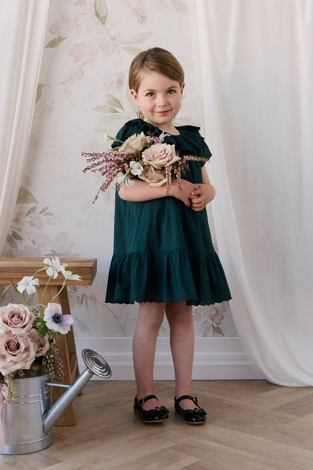 Organic Cotton Calianna Dress - Deep Fern Childrens Dress from Jamie Kay USA