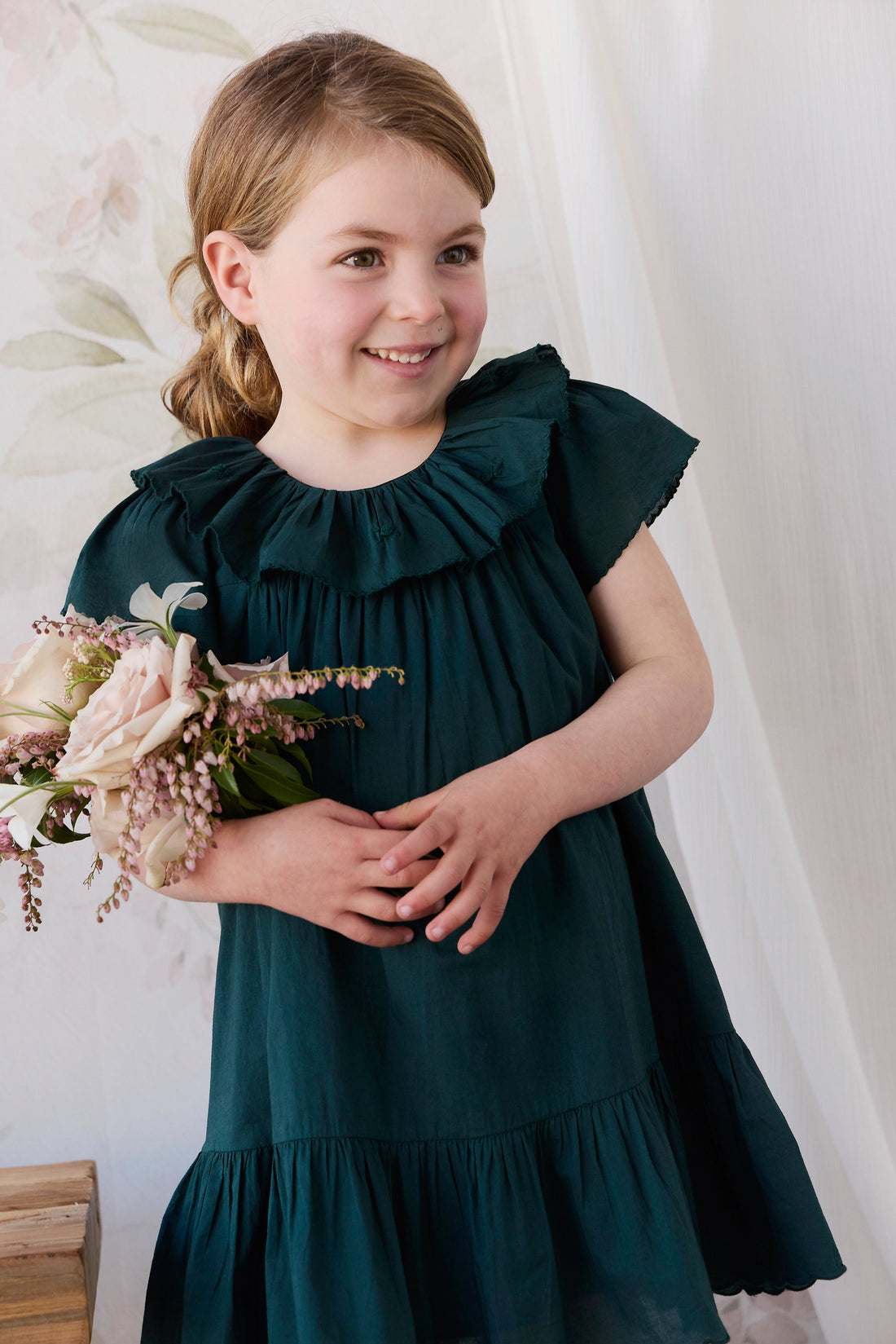 Organic Cotton Calianna Dress - Deep Fern Childrens Dress from Jamie Kay USA