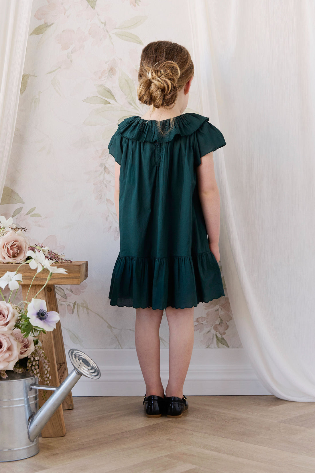 Organic Cotton Calianna Dress - Deep Fern Childrens Dress from Jamie Kay USA