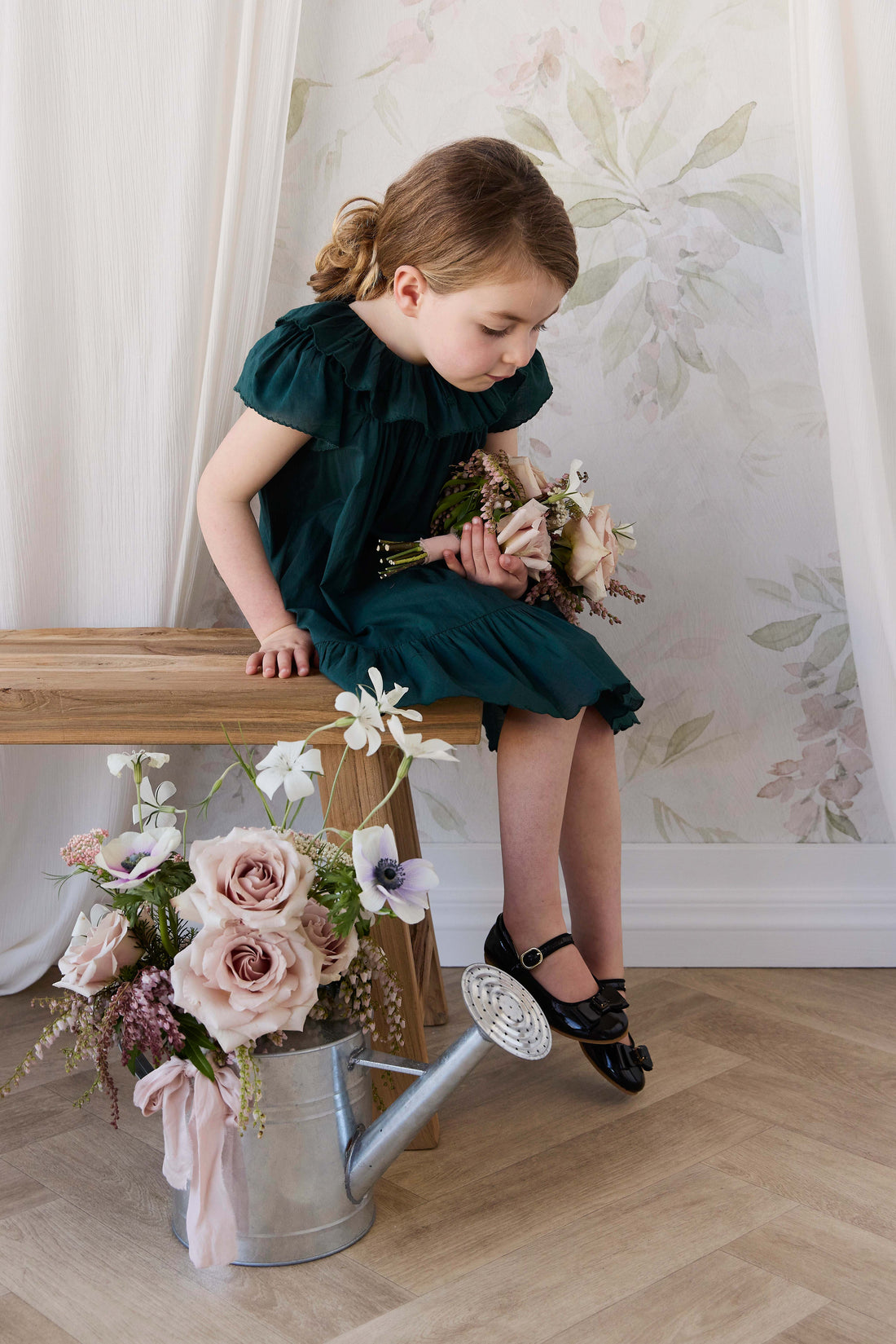 Organic Cotton Calianna Dress - Deep Fern Childrens Dress from Jamie Kay USA