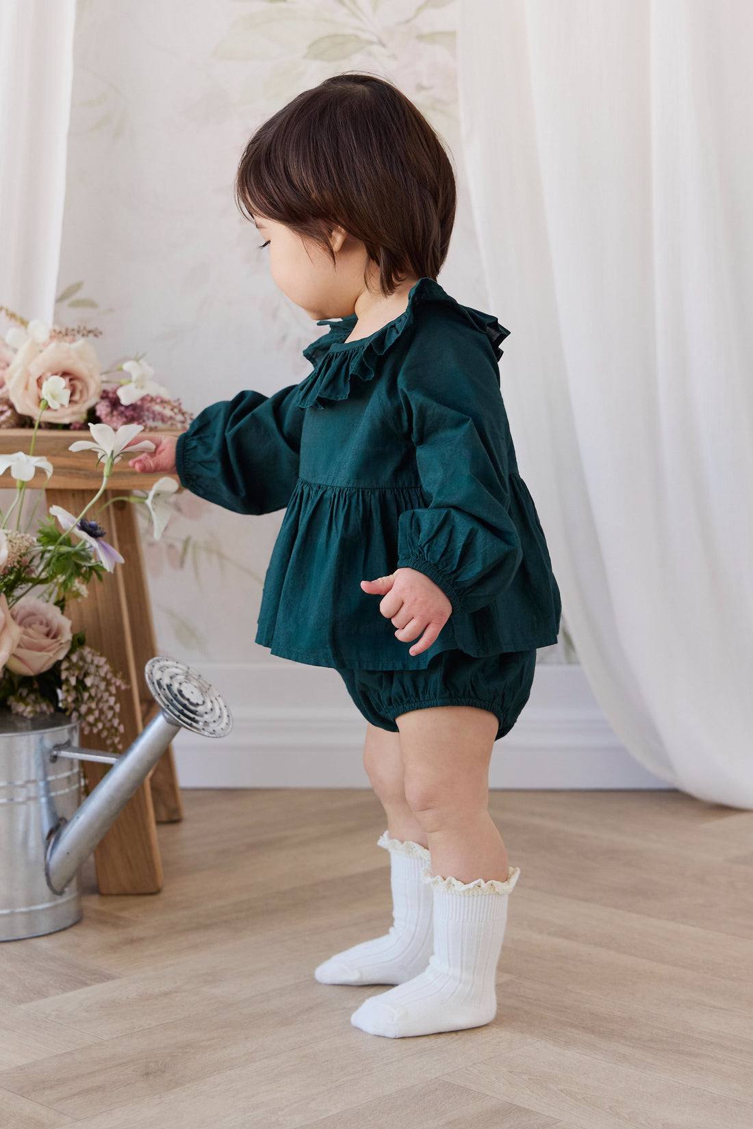 Organic Cotton Hartlen Playsuit - Deep Fern Childrens Playsuit from Jamie Kay USA