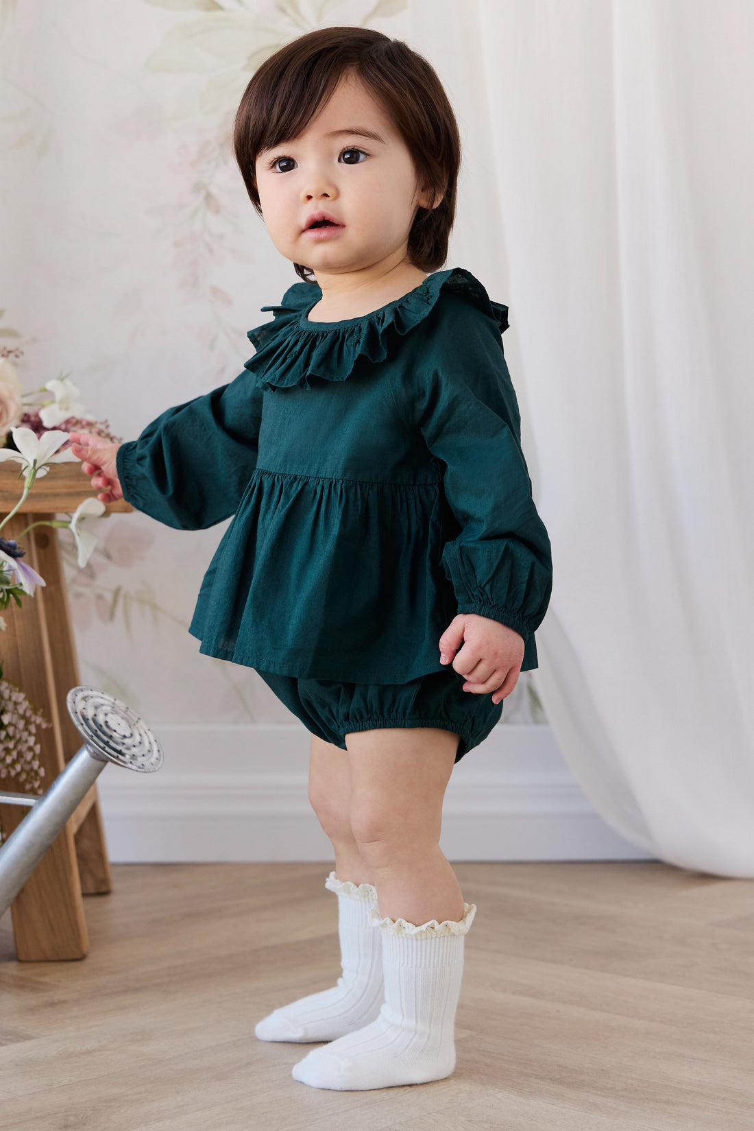 Organic Cotton Hartlen Playsuit - Deep Fern Childrens Playsuit from Jamie Kay USA