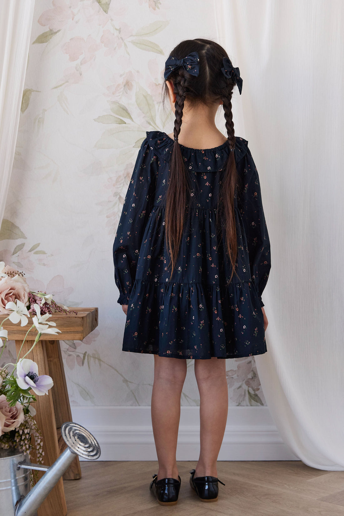 Organic Cotton Tayah Dress - Eloise Navy Childrens Dress from Jamie Kay USA