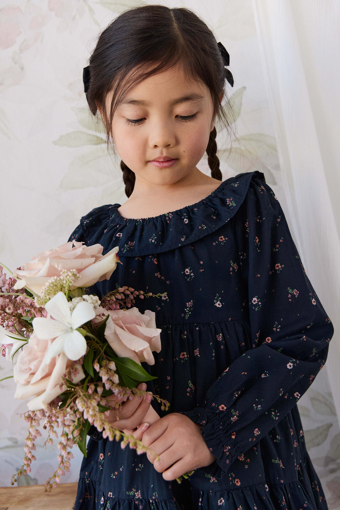 Organic Cotton Tayah Dress - Eloise Navy Childrens Dress from Jamie Kay USA