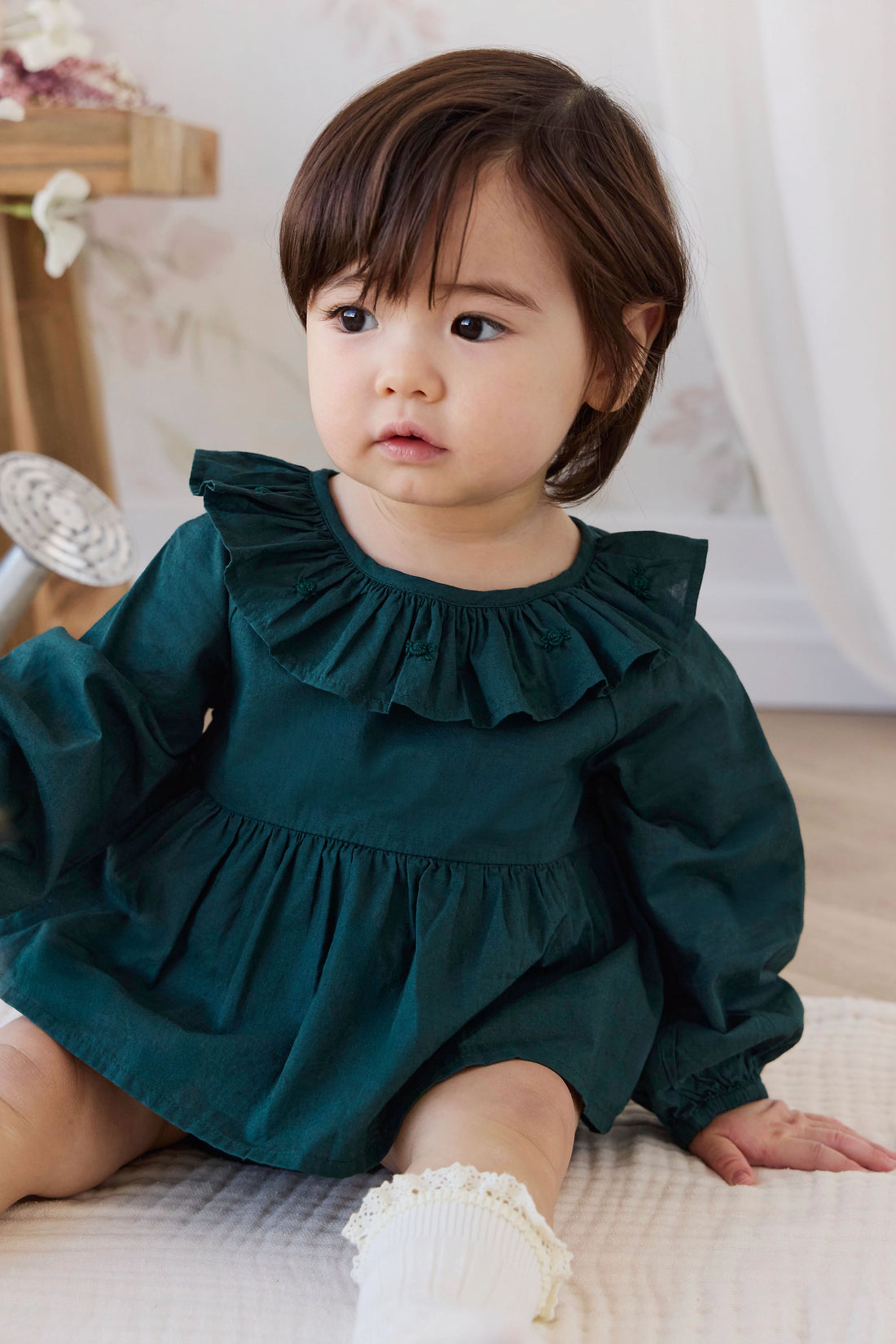 Organic Cotton Hartlen Playsuit - Deep Fern Childrens Playsuit from Jamie Kay USA