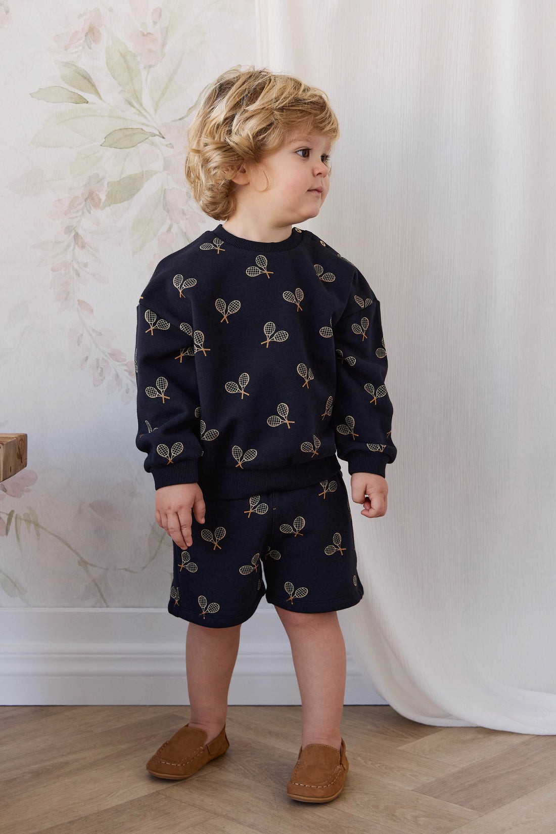 Organic Cotton Jalen Short - Racquet Navy Childrens Shorts from Jamie Kay USA