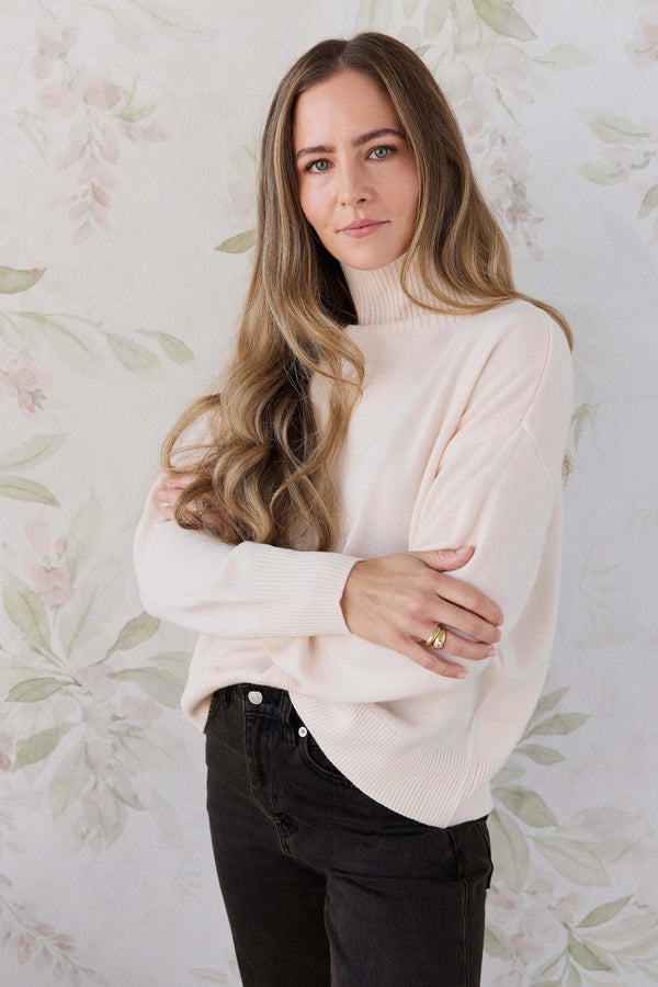 Merino Womens Turtleneck Jumper - Ivory Childrens Jumper from Jamie Kay USA