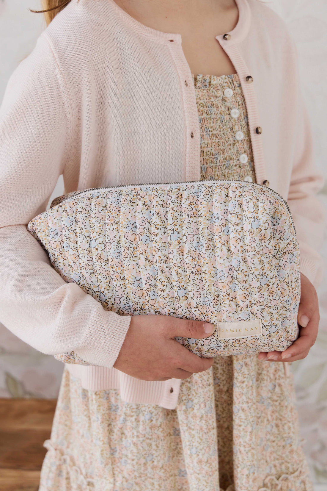 Adelaide Quilted Pouch - Tully Peach Childrens Bag from Jamie Kay USA
