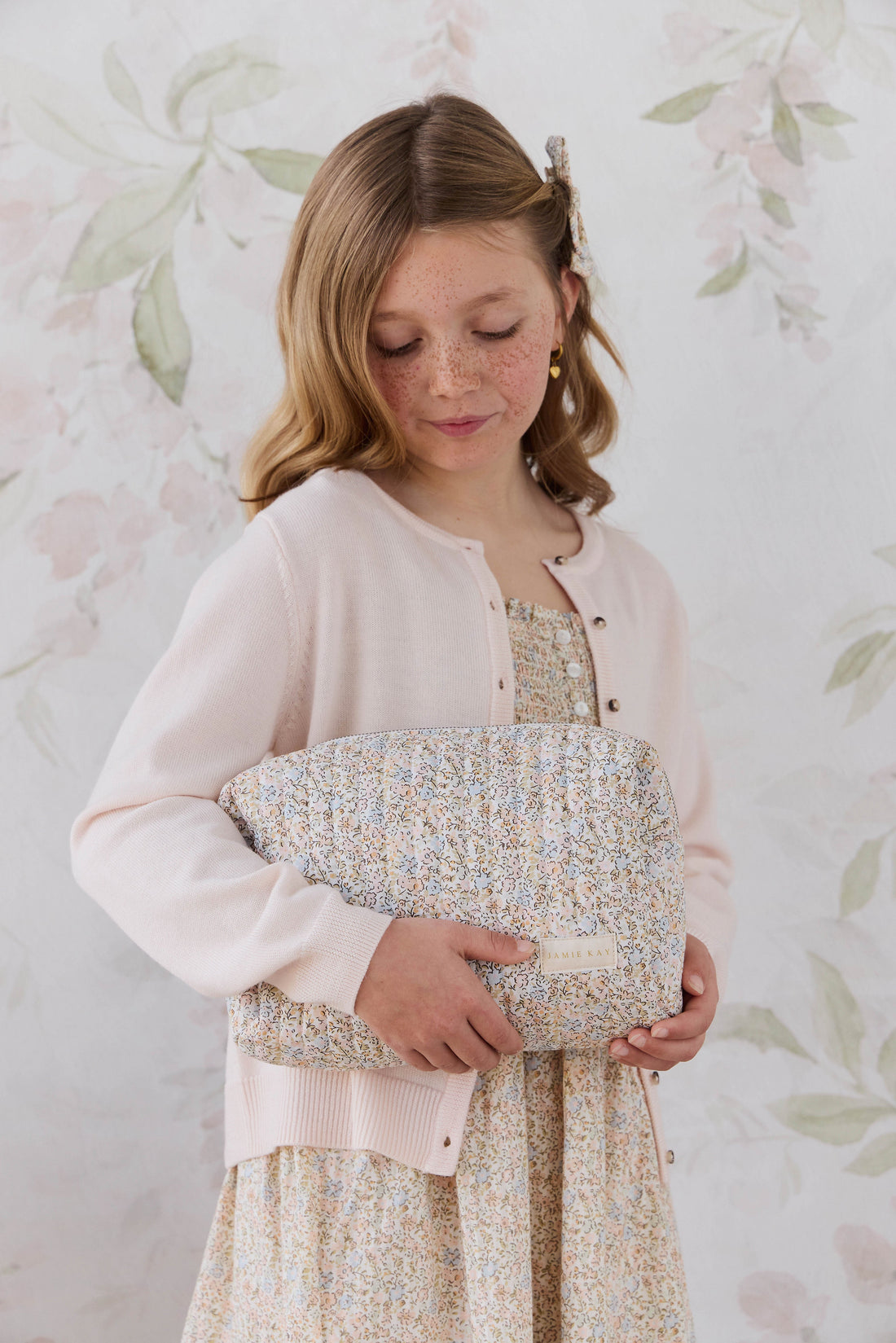 Adelaide Quilted Pouch - Tully Peach Childrens Bag from Jamie Kay USA