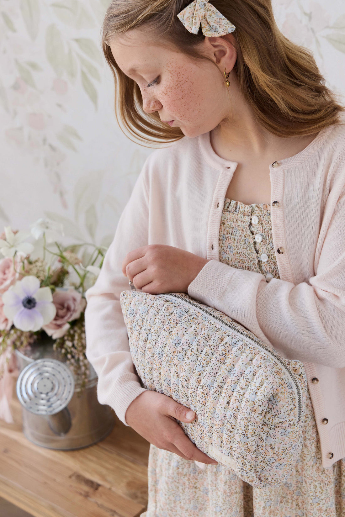 Adelaide Quilted Pouch - Tully Peach Childrens Bag from Jamie Kay USA