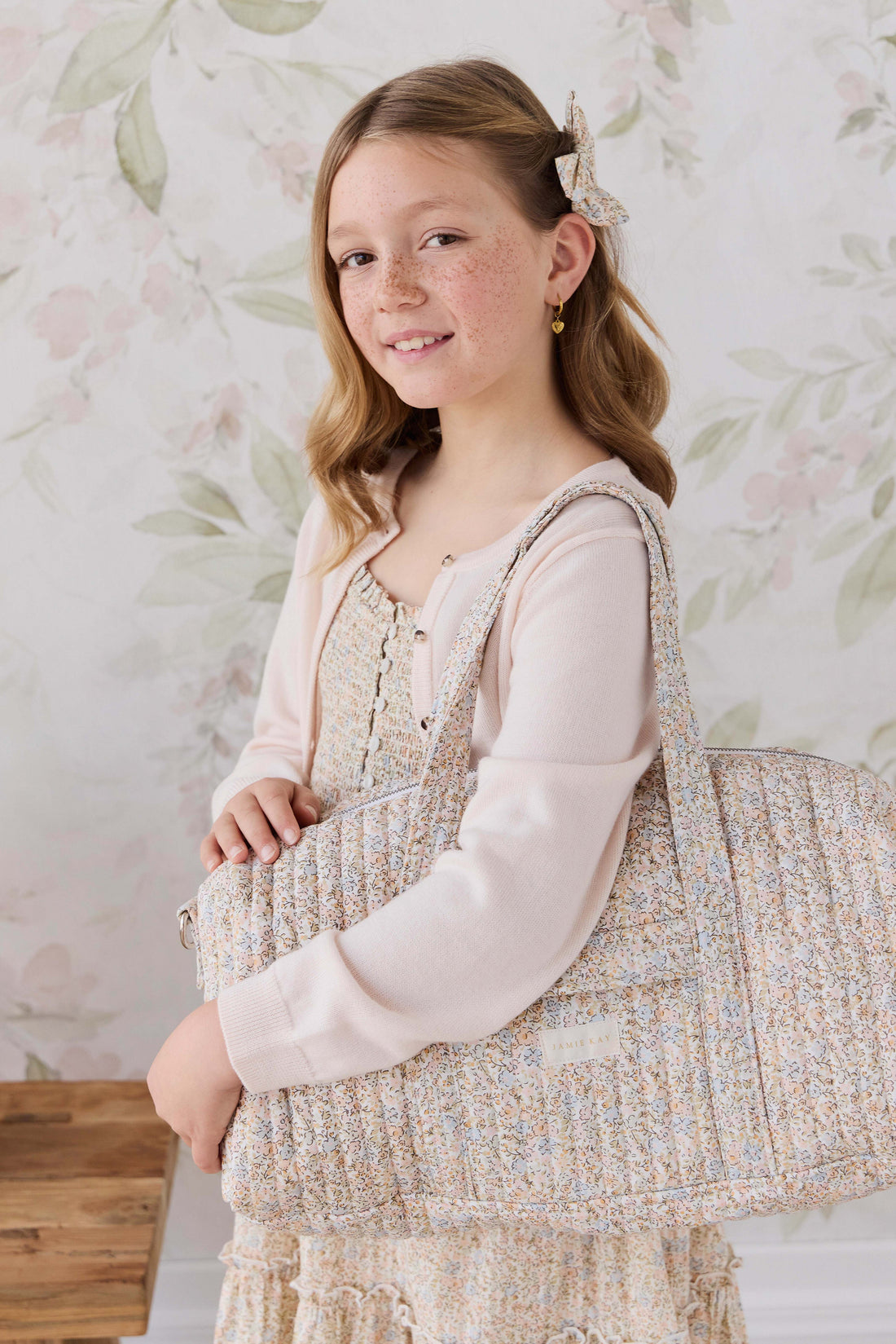 Adelaide Quilted Overnight Bag - Tully Peach Childrens Bag from Jamie Kay USA