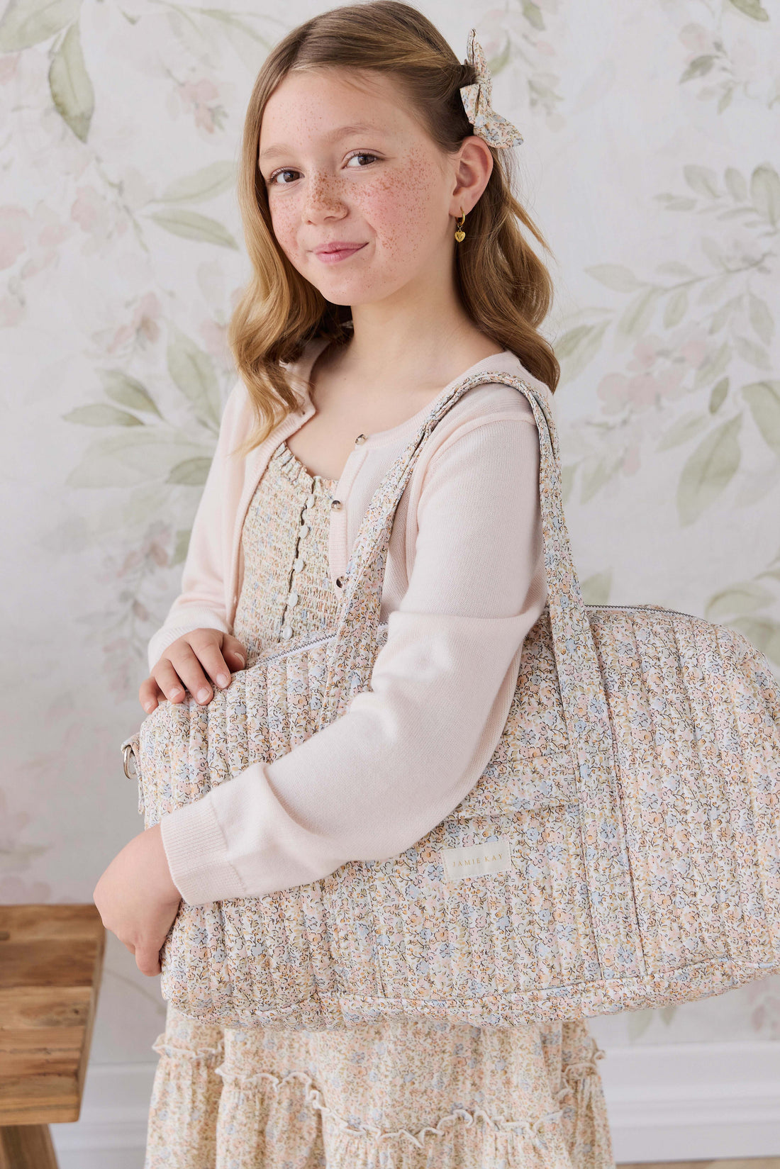 Adelaide Quilted Overnight Bag - Tully Peach Childrens Bag from Jamie Kay USA