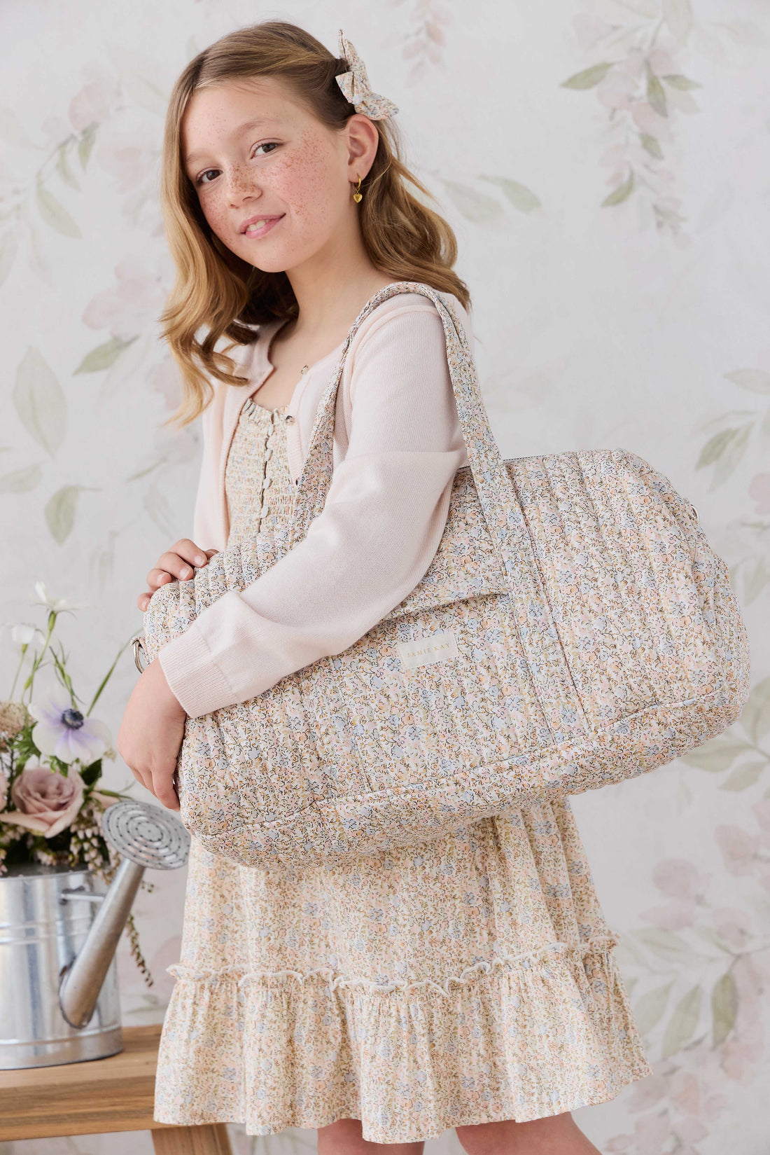 Adelaide Quilted Overnight Bag - Tully Peach Childrens Bag from Jamie Kay USA