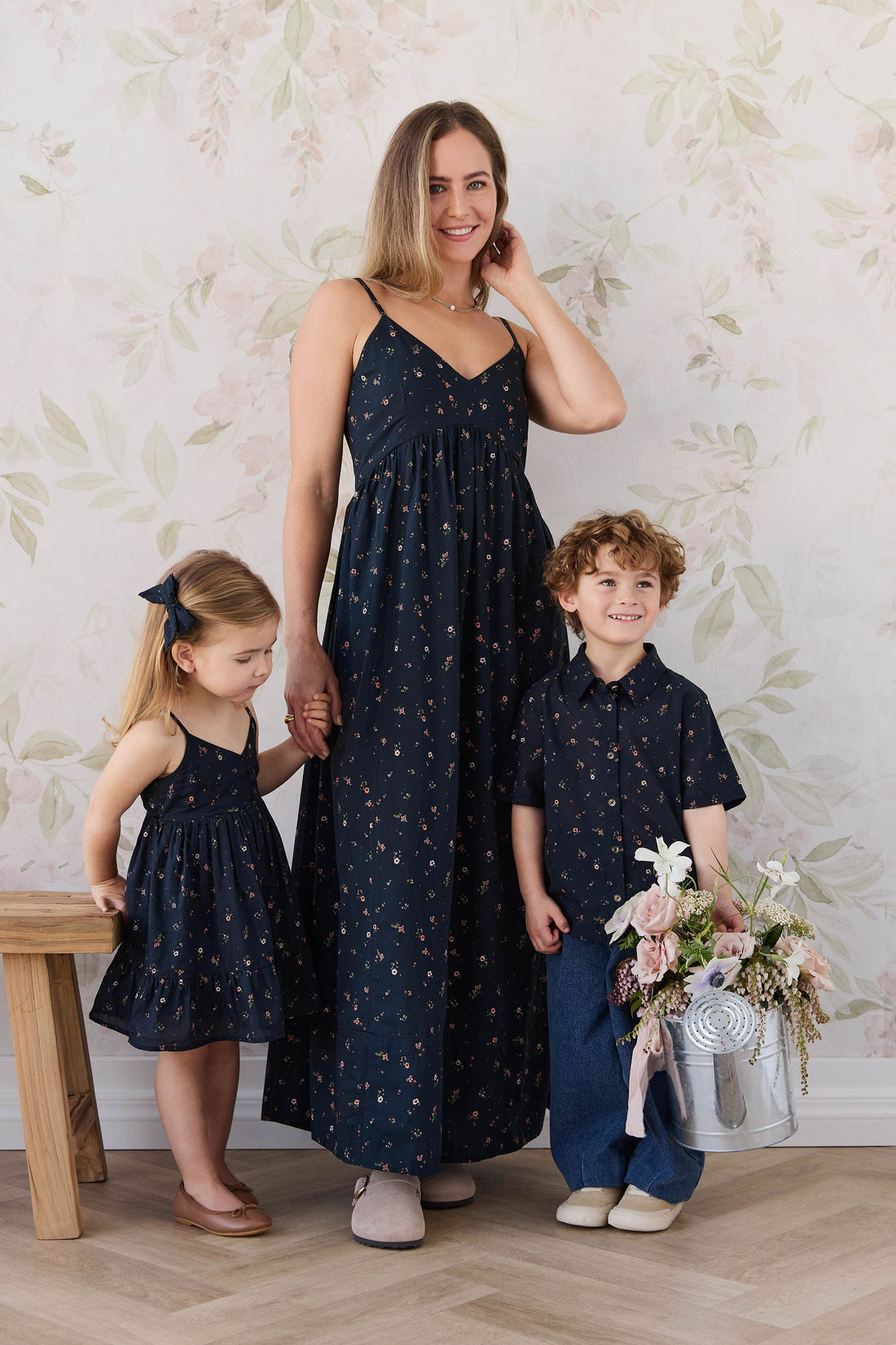 Organic Cotton Womens Whitley Dress - Eloise Navy Childrens Dress from Jamie Kay USA