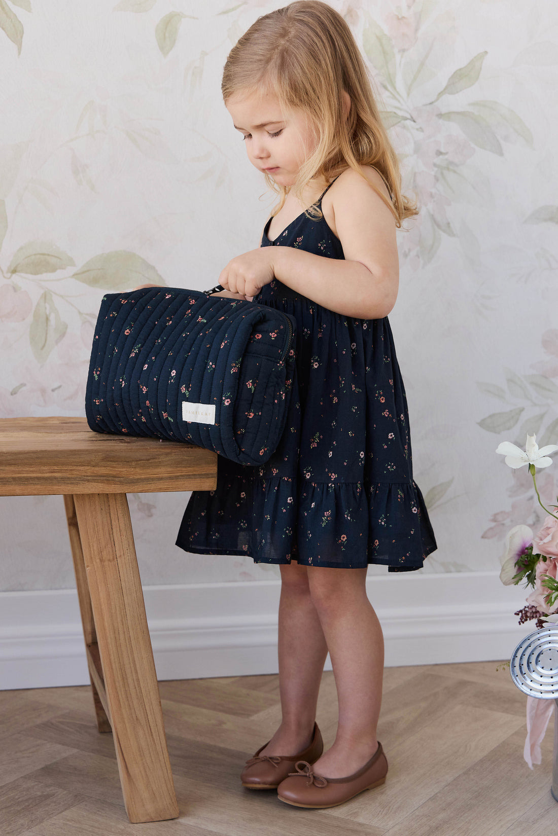 Adelaide Quilted Pouch - Eloise Navy Childrens Bag from Jamie Kay USA