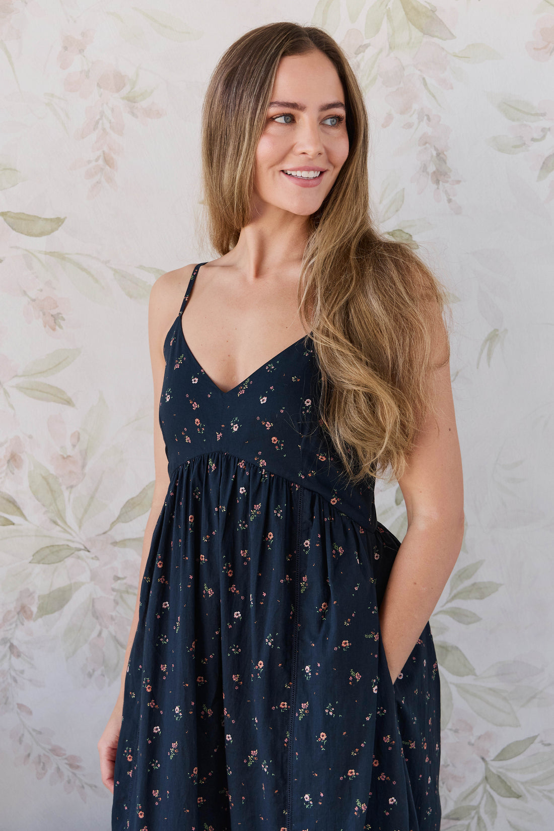 Organic Cotton Womens Whitley Dress - Eloise Navy Childrens Dress from Jamie Kay USA