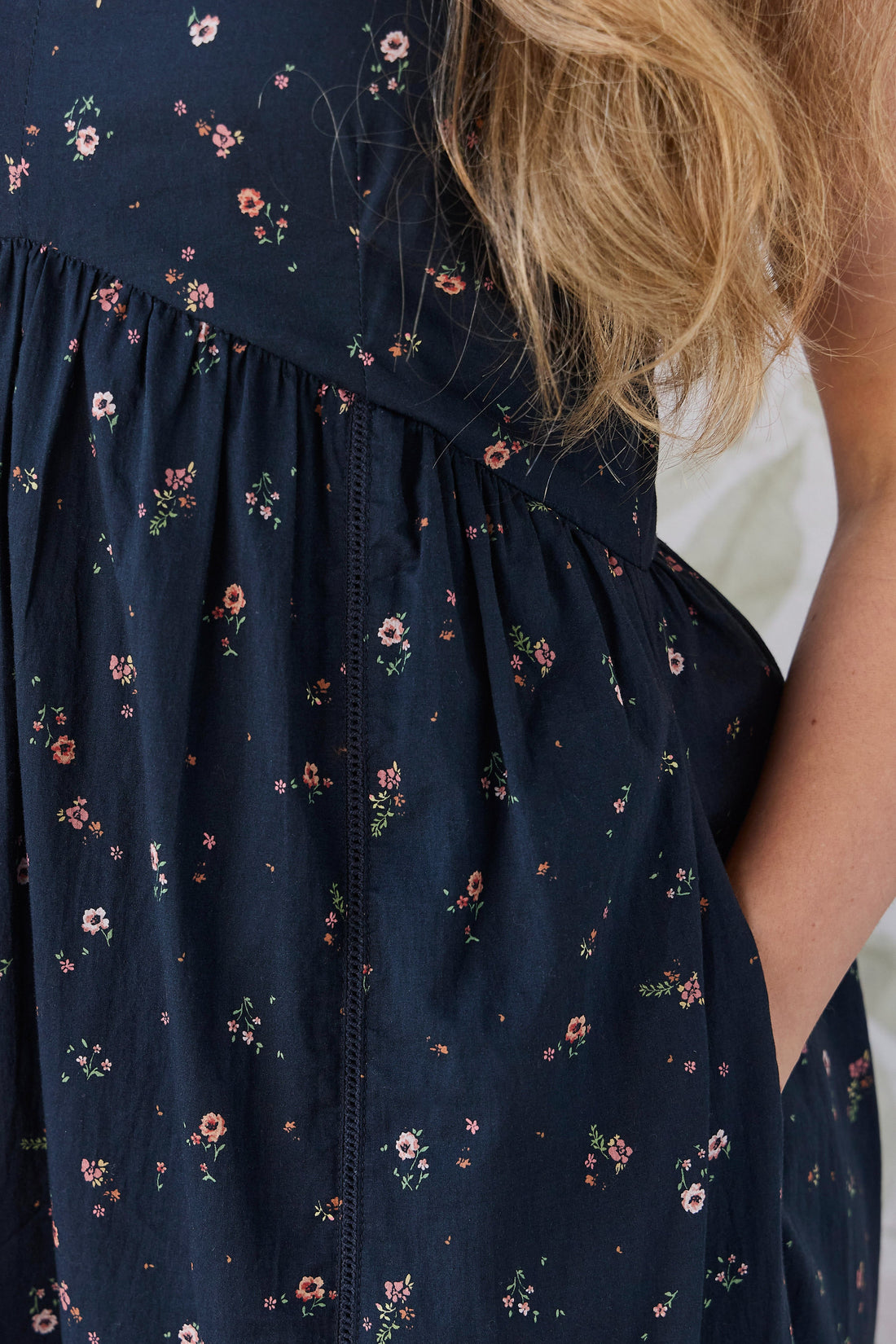 Organic Cotton Womens Whitley Dress - Eloise Navy Childrens Dress from Jamie Kay USA