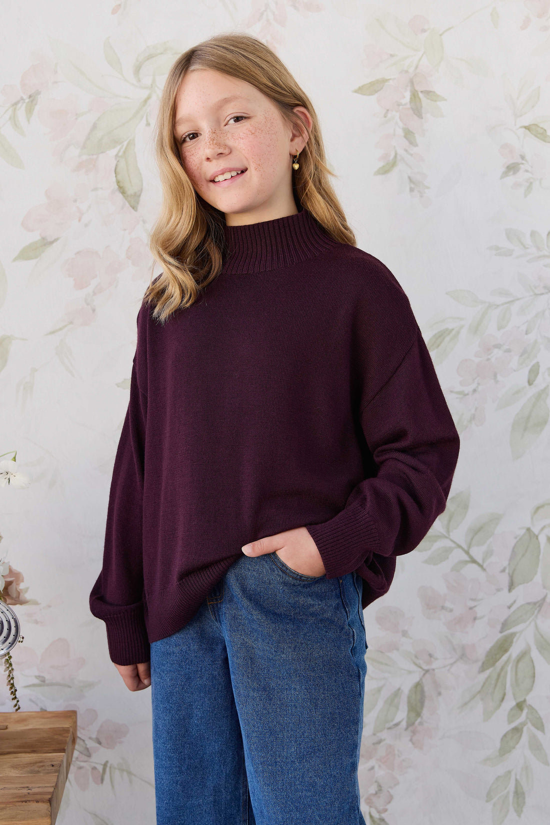 Merino Turtleneck Jumper - Blackberry Childrens Jumper from Jamie Kay USA