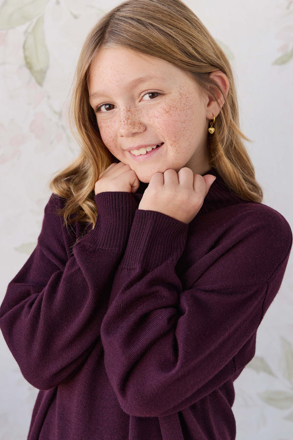 Merino Turtleneck Jumper - Blackberry Childrens Jumper from Jamie Kay USA