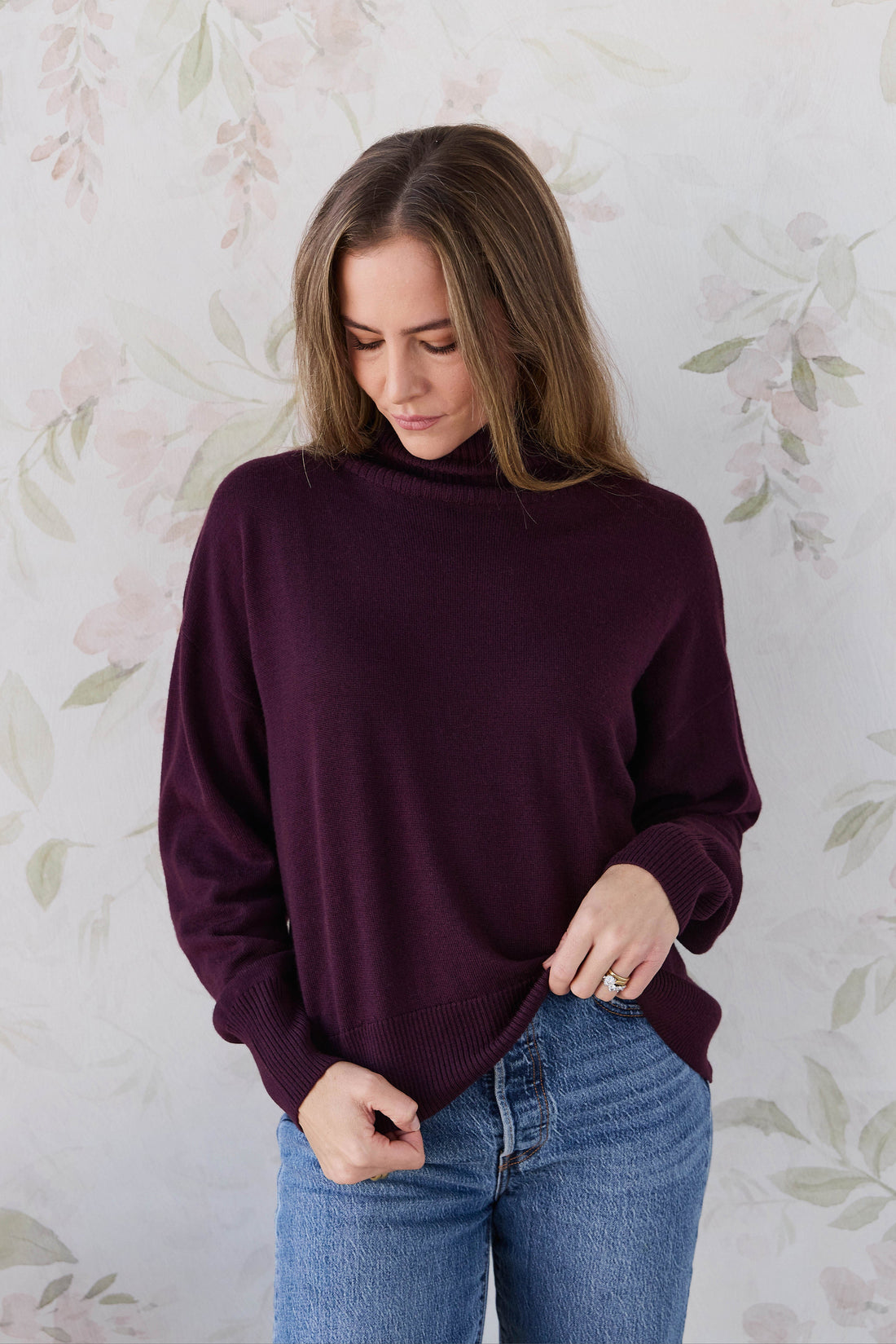 Merino Womens Turtleneck Jumper - Blackberry Childrens Jumper from Jamie Kay USA