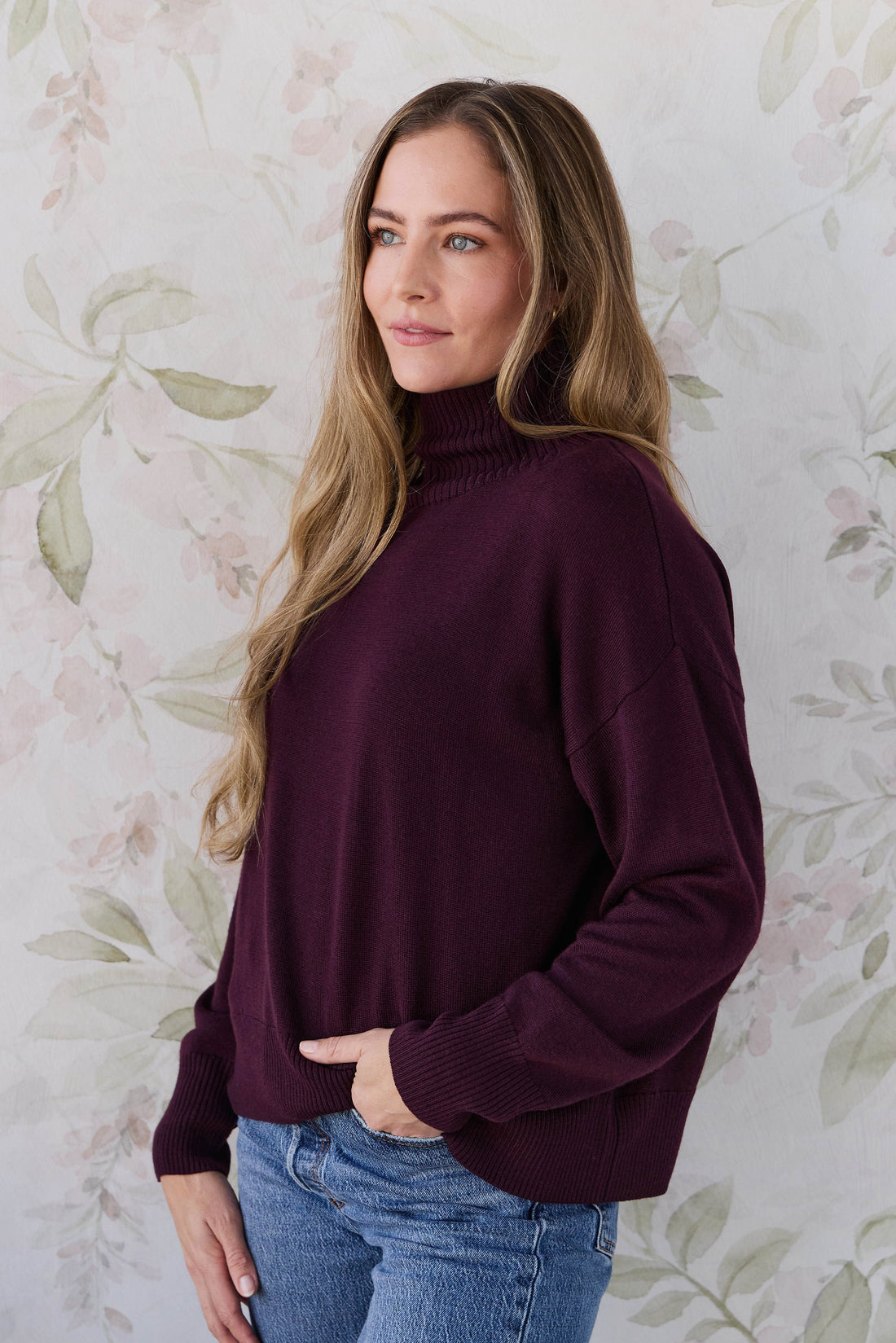 Merino Womens Turtleneck Jumper - Blackberry Childrens Jumper from Jamie Kay USA