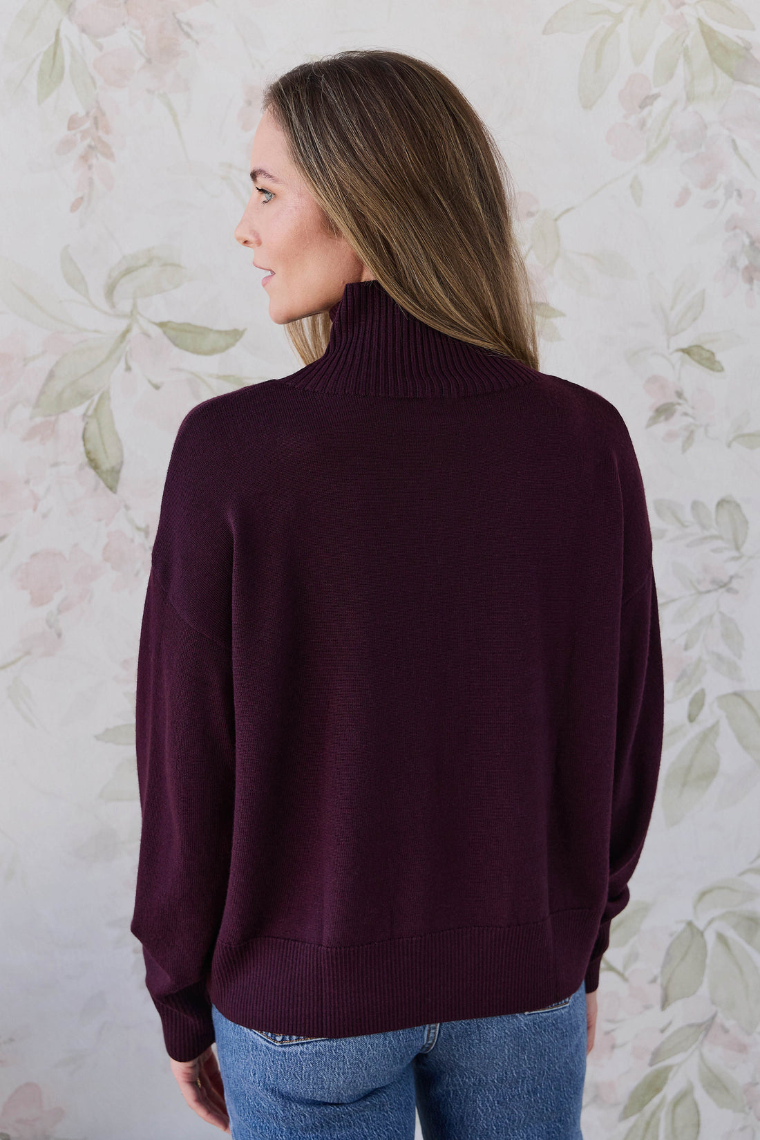 Merino Womens Turtleneck Jumper - Blackberry Childrens Jumper from Jamie Kay USA