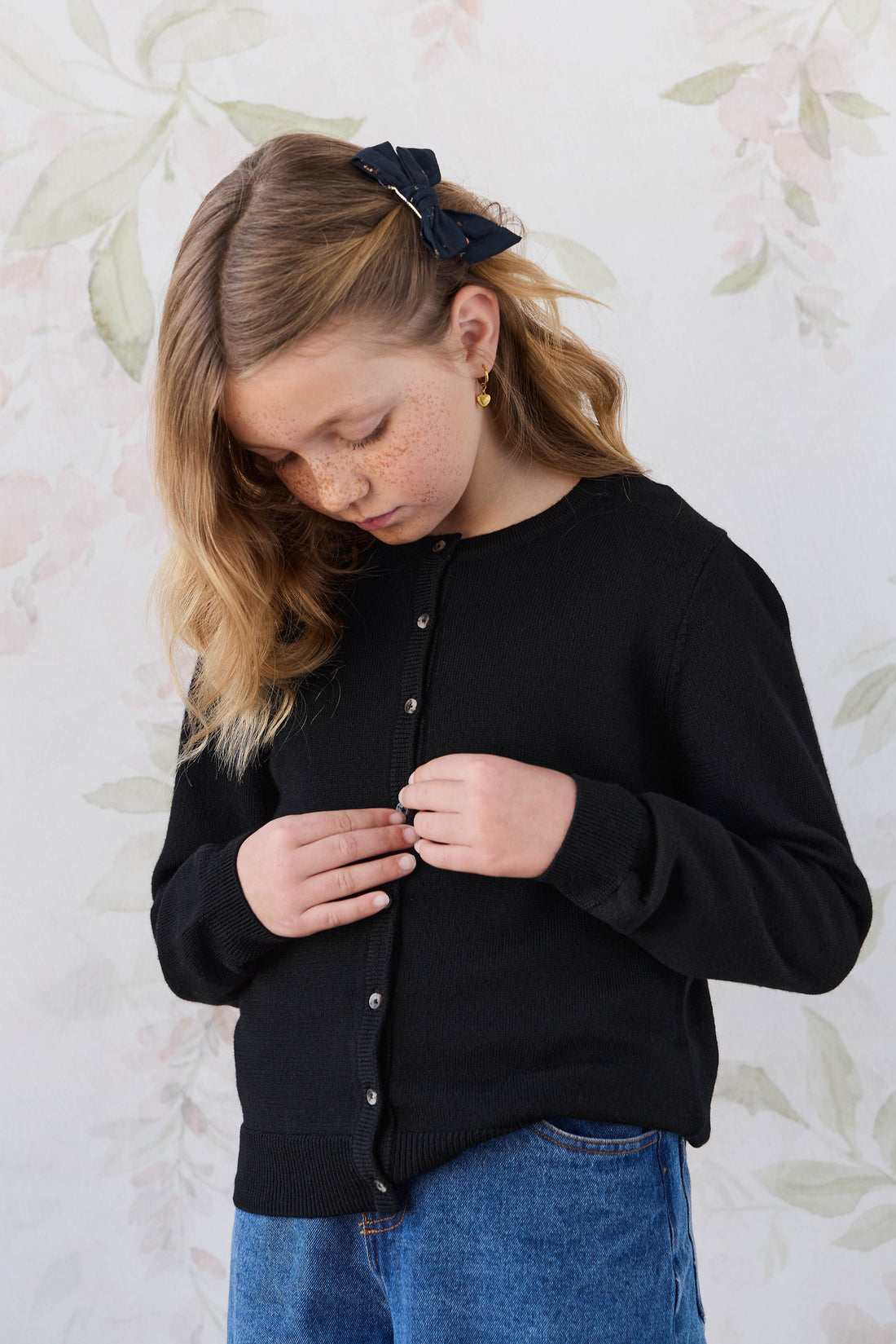 Merino Camille Cardigan - Black Childrens Cardigan from Jamie Kay USA