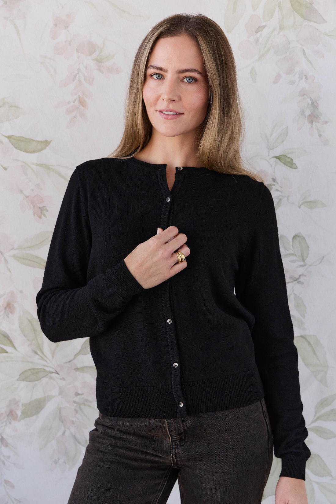 Merino Camille Womens Cardigan - Black Childrens Cardigan from Jamie Kay USA