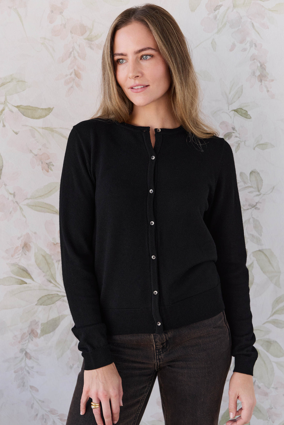 Merino Camille Womens Cardigan - Black Childrens Cardigan from Jamie Kay USA