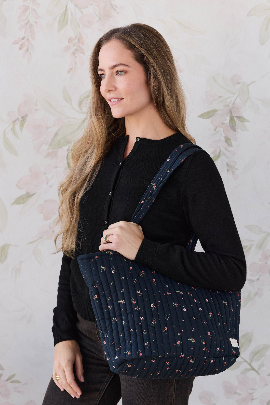 Emiko Quilted Tote - Eloise Navy Childrens Bag from Jamie Kay USA