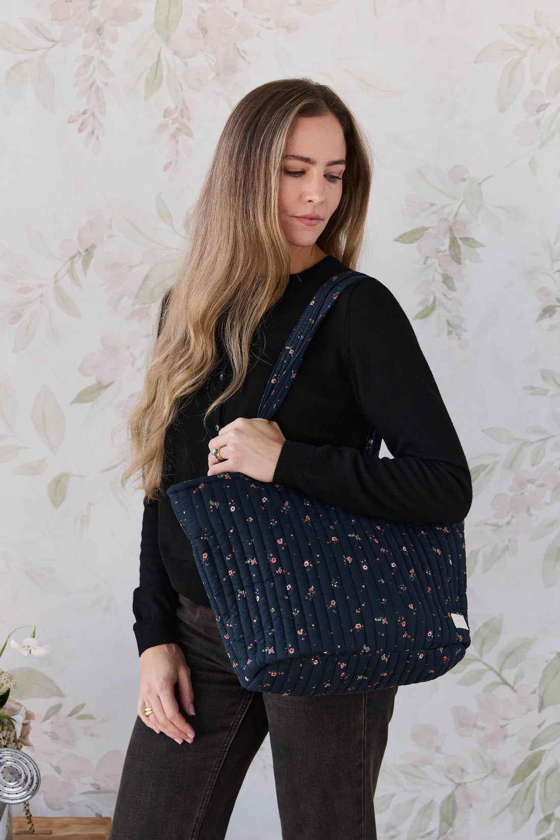 Emiko Quilted Tote - Eloise Navy Childrens Bag from Jamie Kay USA