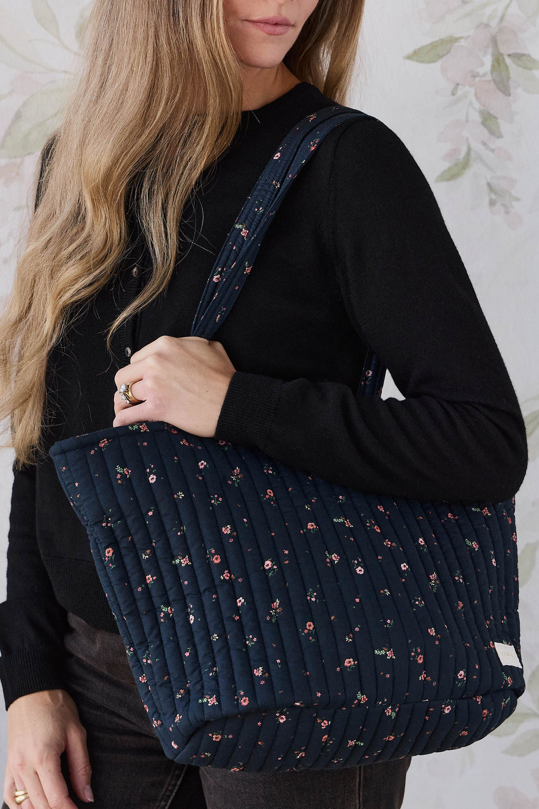 Emiko Quilted Tote - Eloise Navy Childrens Bag from Jamie Kay USA