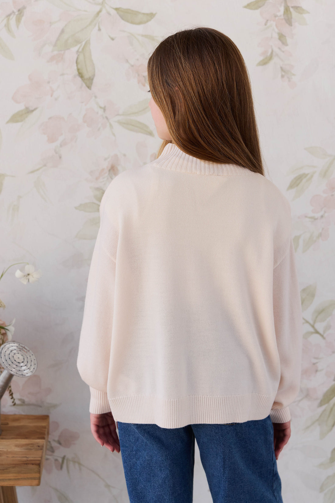 Merino Turtleneck Jumper - Ivory Childrens Jumper from Jamie Kay USA
