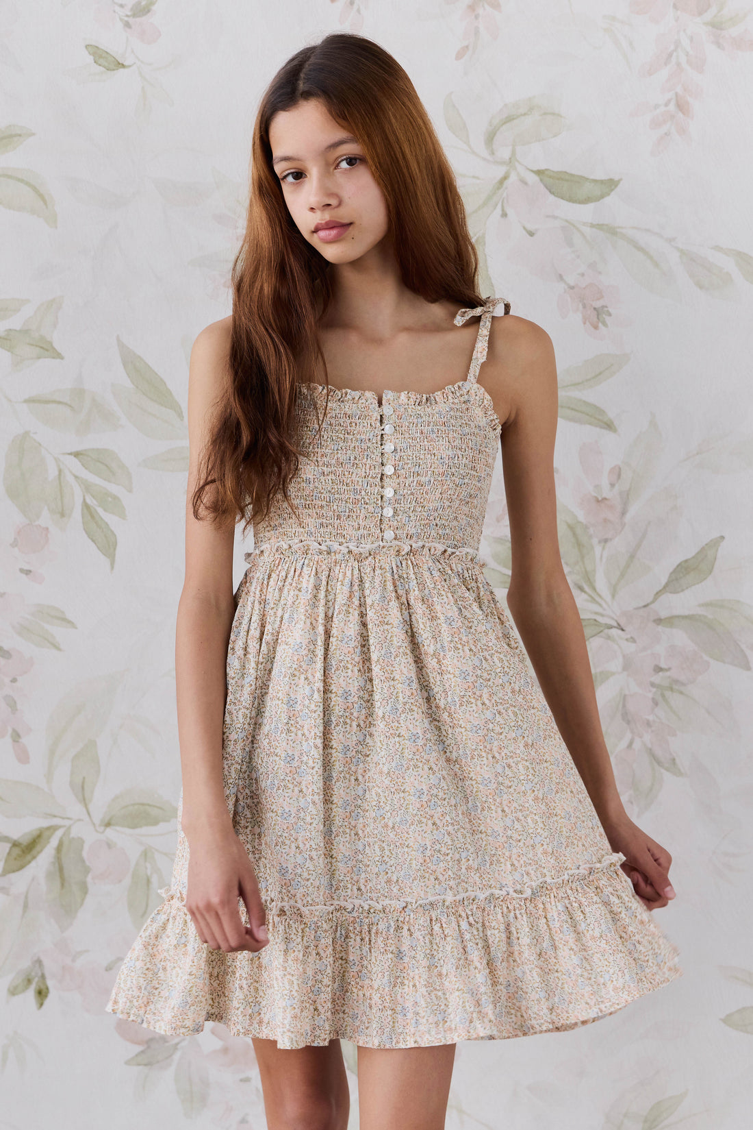 Organic Cotton Maude Dress - Tully Peach Childrens Dress from Jamie Kay USA