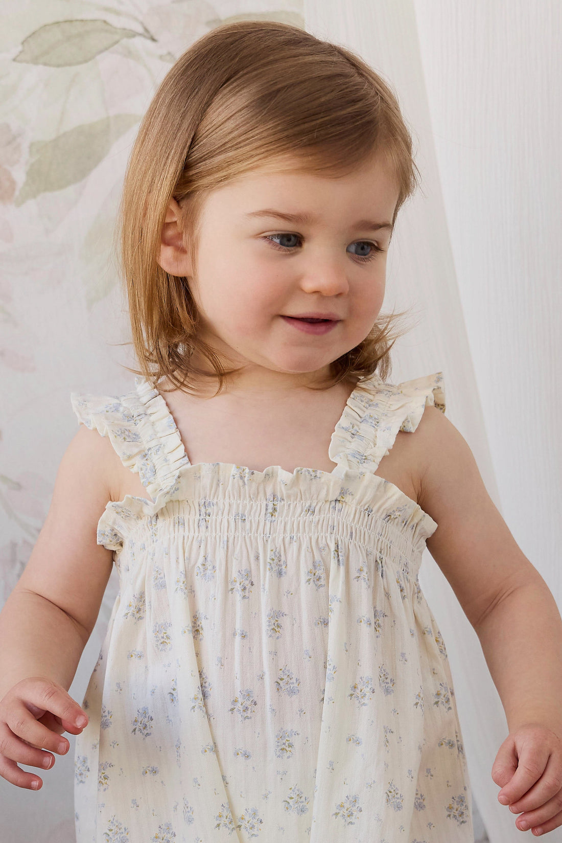 Organic Cotton Catalina Playsuit - Justine Vanilla Sky Childrens Playsuit from Jamie Kay USA