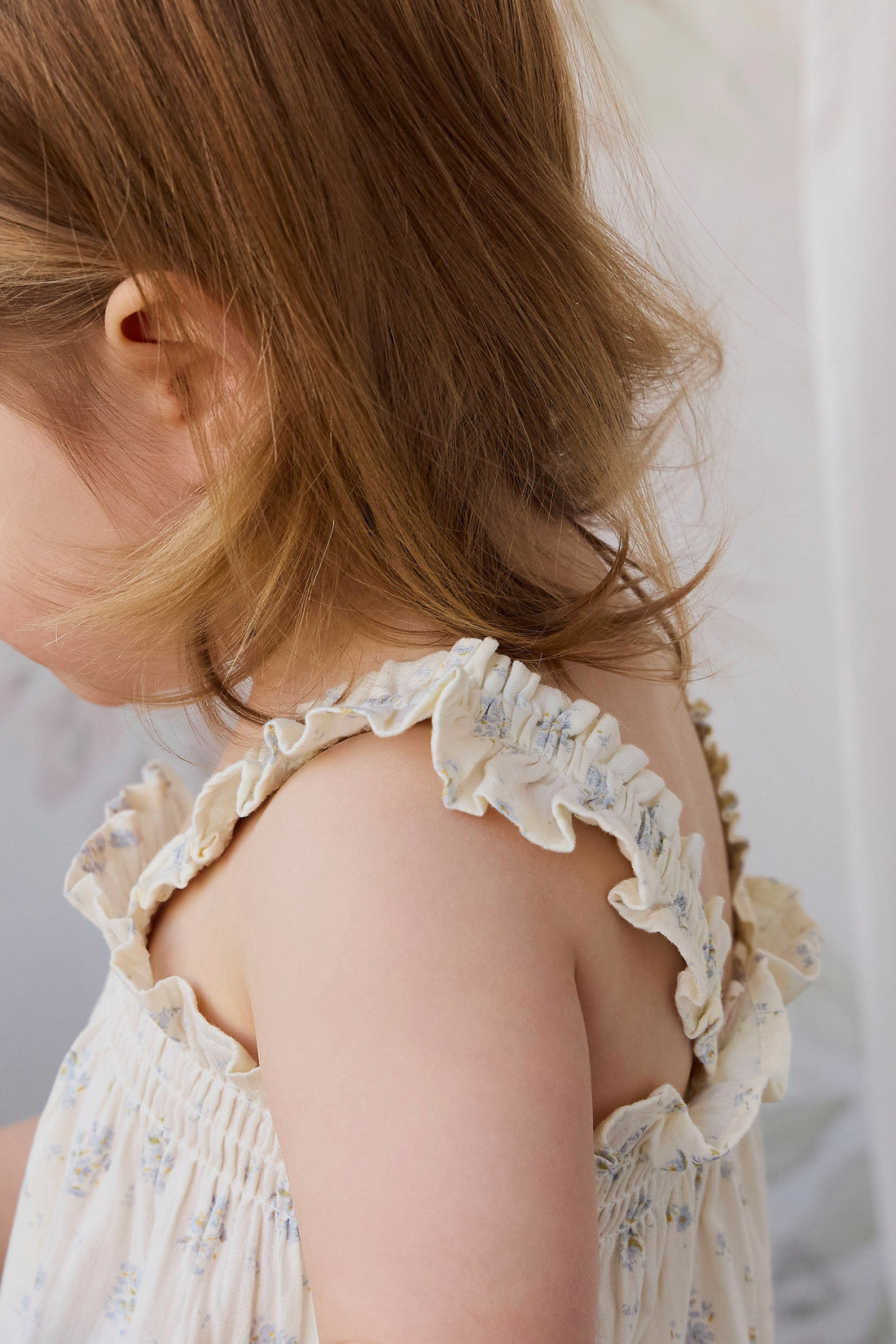 Organic Cotton Catalina Playsuit - Justine Vanilla Sky Childrens Playsuit from Jamie Kay USA
