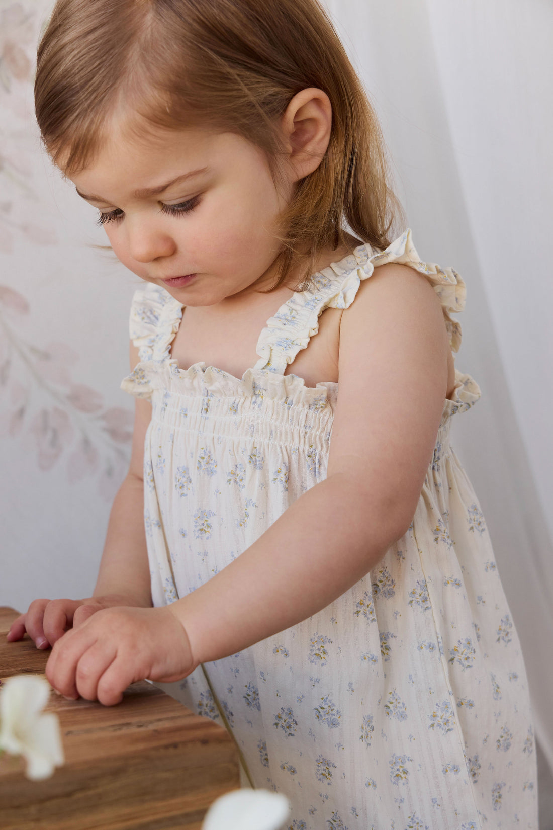 Organic Cotton Catalina Playsuit - Justine Vanilla Sky Childrens Playsuit from Jamie Kay USA