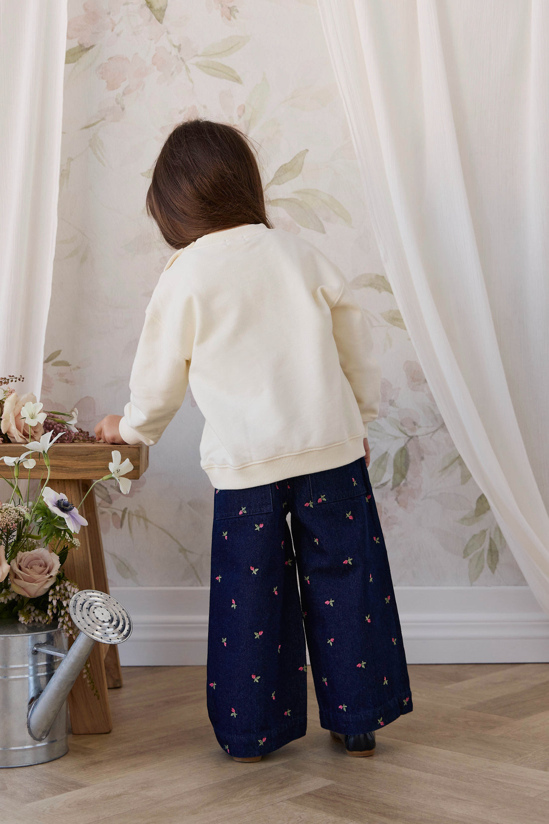 Organic Cotton Rhea Sweatshirt - Berry Cat Egret Childrens Sweatshirt from Jamie Kay USA
