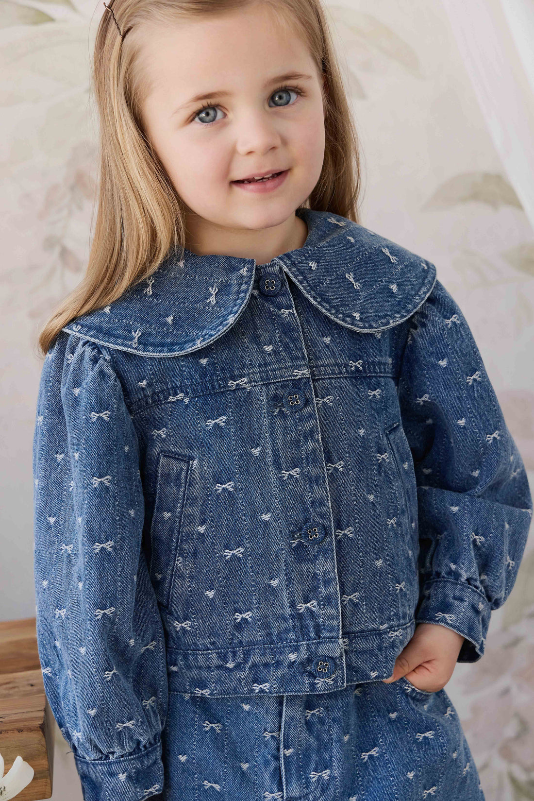 Elka Jacket - Amour Bows Denim Childrens Jacket from Jamie Kay USA
