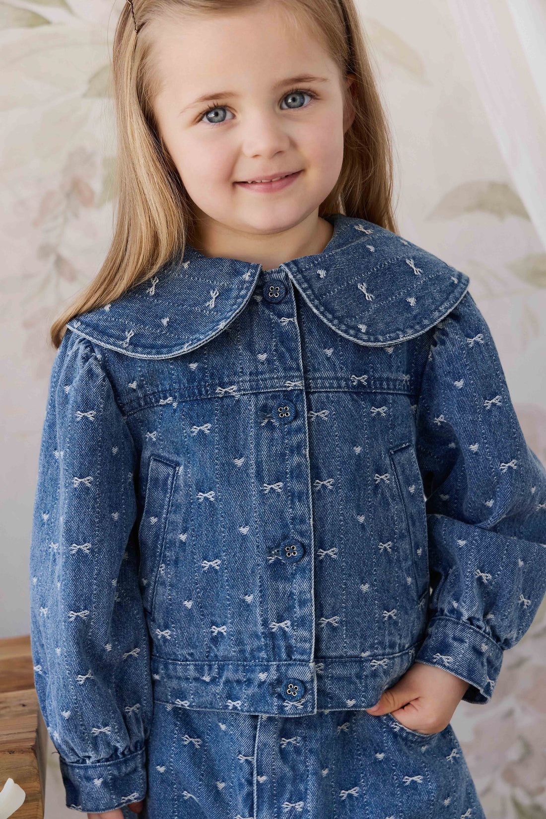 Elka Jacket - Amour Bows Denim Childrens Jacket from Jamie Kay USA