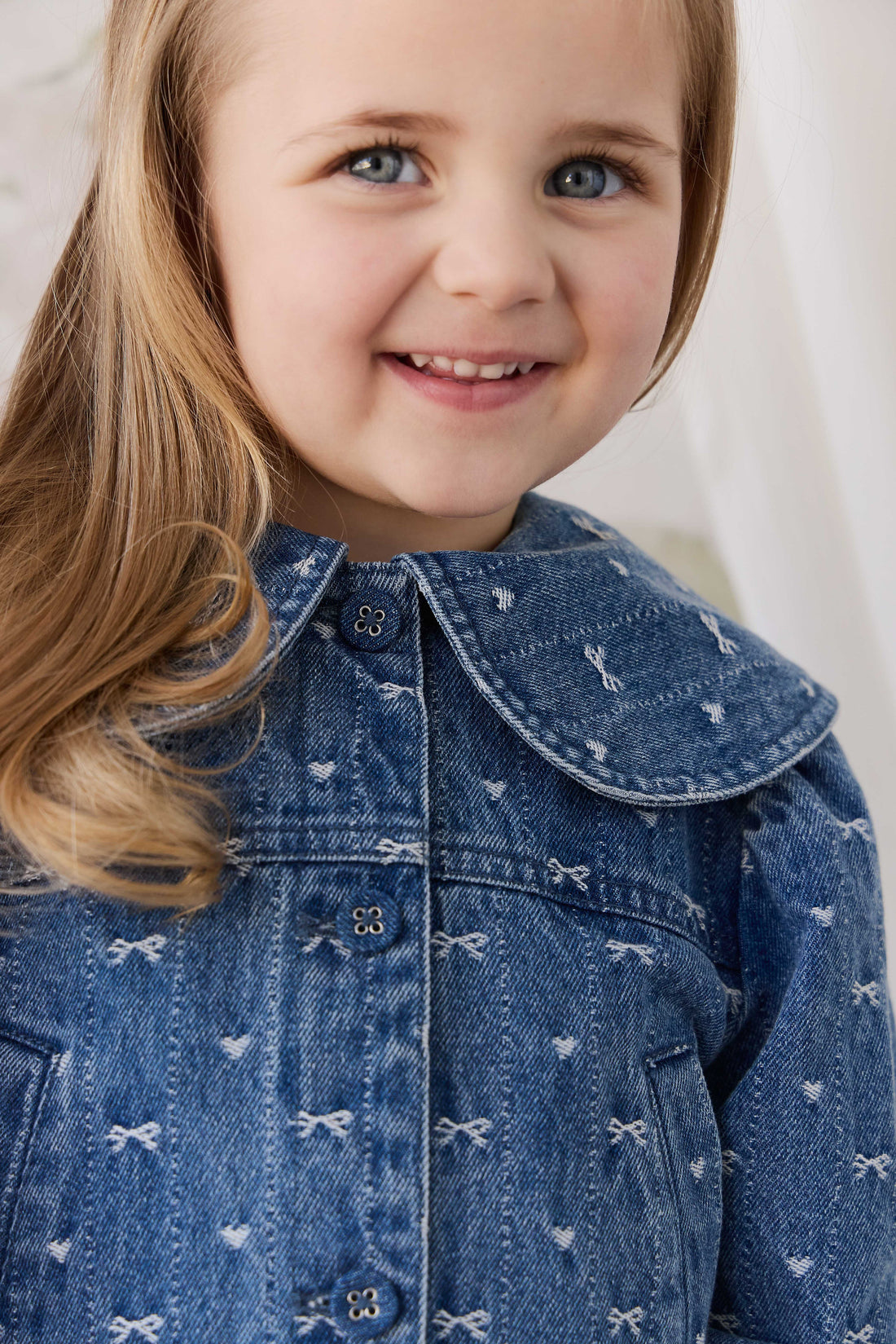 Elka Jacket - Amour Bows Denim Childrens Jacket from Jamie Kay USA