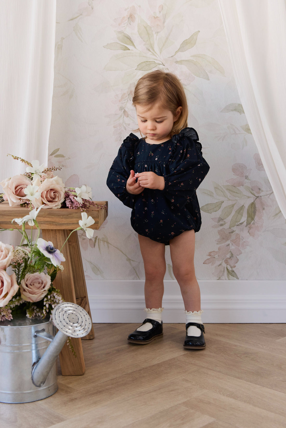 Organic Cotton Kaianna Playsuit - Eloise Navy Childrens Playsuit from Jamie Kay USA