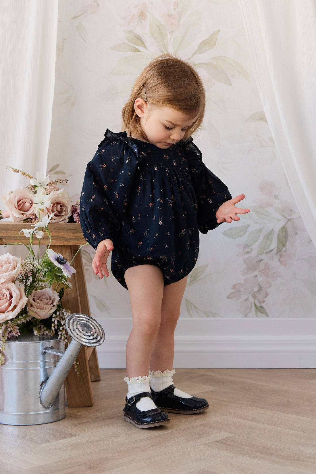 Organic Cotton Kaianna Playsuit - Eloise Navy Childrens Playsuit from Jamie Kay USA
